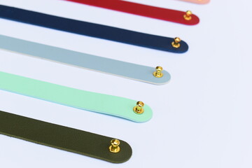 pastel colorful leather strap isolated on white background