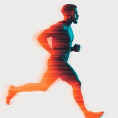 Obraz premium A dynamic silhouette of a runner in motion, showcasing athleticism and speed.