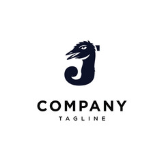 letter J Emu bird logo icon Vector