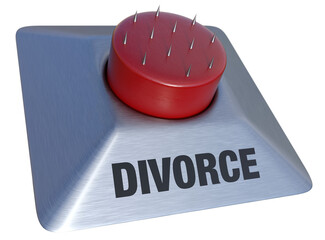 Cost of Divorce, illustrated by divorce button with spikes on surface which represents deterrent