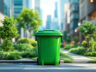 Recycle bin in front of the street