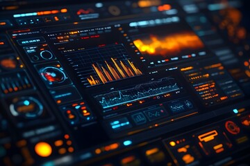 Fototapeta premium Close up Digital Dashboard Displaying UX Analytics and Heatmaps for Design Optimization