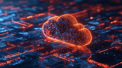 cloud computing concept with circuit board background.