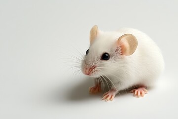 White Lab Mouse on White Background with Soft Lighting