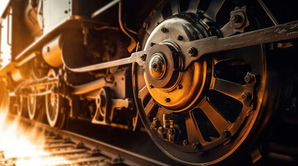 Vintage Steam Train Wheel Close Up