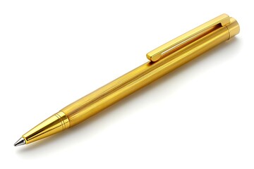 Golden pen isolated on white background