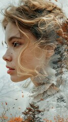 Fototapeta premium Woman in the Forest: A Dreamy Double Exposure
