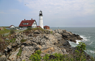 Landscape with Cape Elizabeth - Portland Head Light - Oldest, 18th century lighthouse in Maine