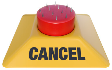 Cost of Cancellation, illustrated by cancel button with spikes on surface which represents deterrent