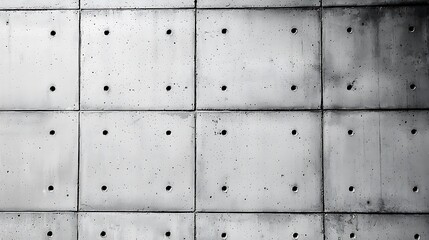 Concrete Wall Texture with Circular Holes Modern Architectural Design Background