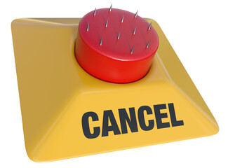 Cost of Cancellation, illustrated by cancel button with spikes on surface which represents deterrent