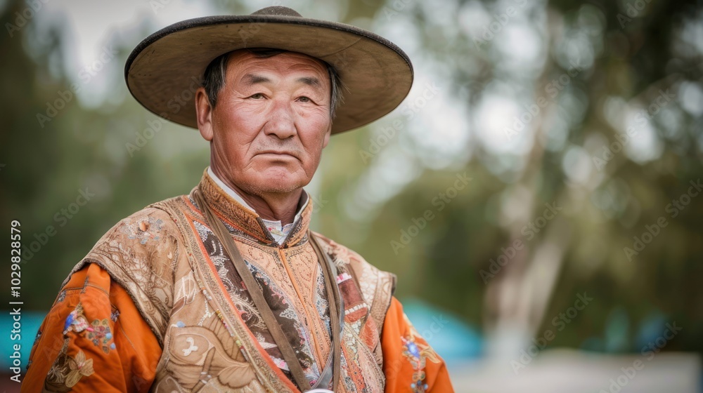 Wall mural Portrait of a Mongolian Man