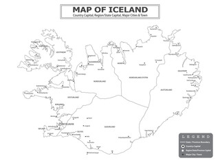 Fototapeta premium European Country Geography Political map. Political map of country with capital, province or state capital, major cities and town.