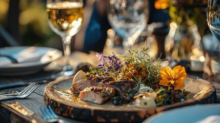 Gourmet Meal Served at a Glamping Site