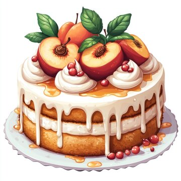 recommend clip art: Peach and Cream Cake Illustration