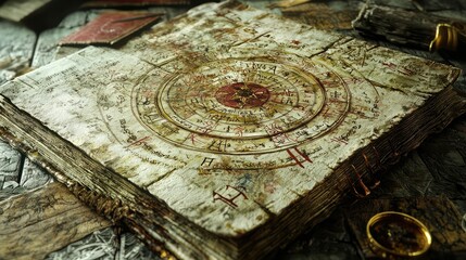 Ancient Templar Codex with Detailed Illustrations