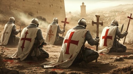Knights Templar in a Dramatic Historical Scene