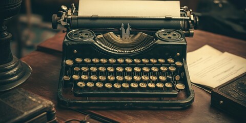 Vintage typewriter with blank paper, ready to write.