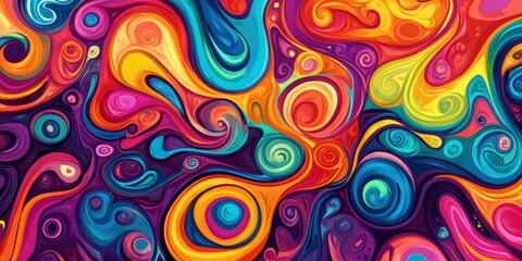 Fototapeta premium Abstract colorful swirling shapes and circles.