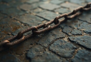 Close-Up Of Rusty Chain On Textured Surface