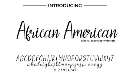 African American Font Stylish brush painted an uppercase vector letters, alphabet, typeface