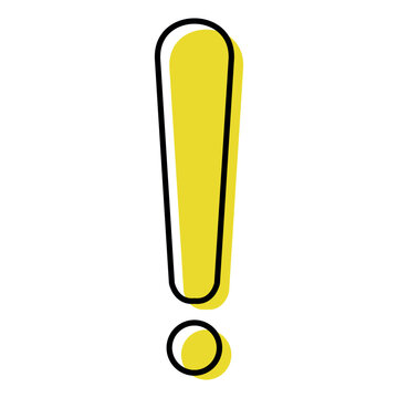 recommend clip art: Exclamation mark icon, Yellow filled black line vector exclamation mark icon isolated on white background.