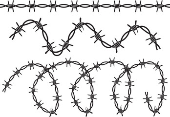 set of Barbed Wire Design Elements Curve fence