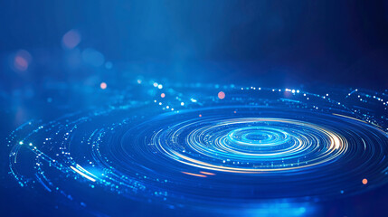 Obraz premium The information highway leads to the circular light of technology