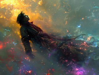 Fototapeta premium Surreal Cosmic Dream: A Journey Through the Mind