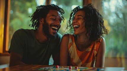 Fototapeta premium Joyful Couple Enjoying Laughter Together at Home