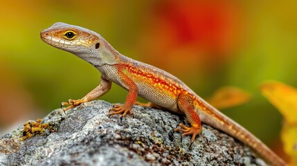 Obraz premium Small Slender Lizard Basking in Vibrant Environment