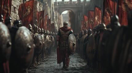Plakat Roman General Marching Through Historical Streets