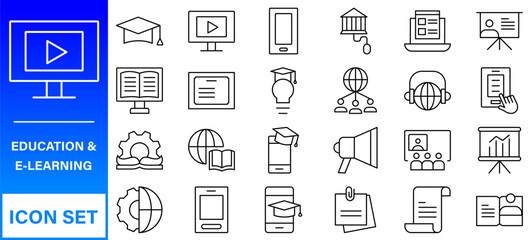Back to school icon set with 50 different vector icons related with education, success, academic subjects and more.