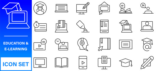 Back to school icon set with 50 different vector icons related with education, success, academic subjects and more.