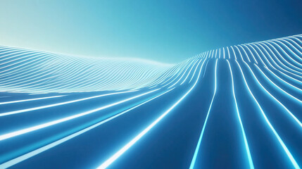 A beam of light shoots out from the middle. Particle technology background stage