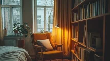 Fototapeta premium Cozy Reading Nook with Serene View