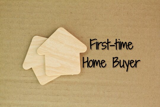 house form with the words FIRST-TIME HOME BUYER. home buying concept