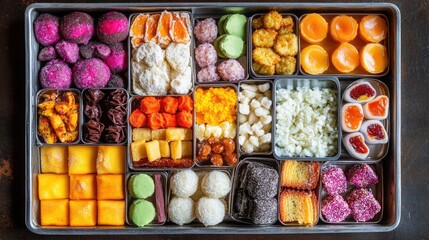 Colorful Assortment of Traditional Asian Sweets