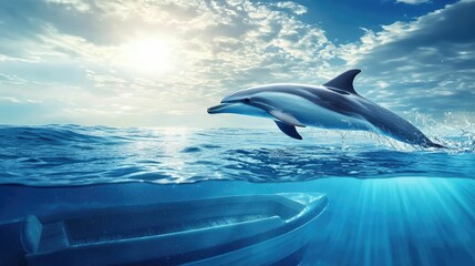 Obraz premium Serene Dolphin Swimming in Calm Waters