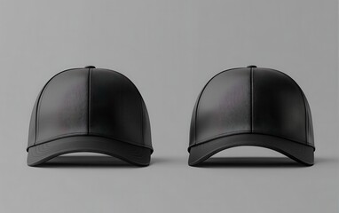 Black baseball cap mockup shown from both front and back angles, perfect for showcasing your custom design 