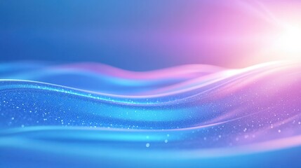 A blue ocean with a purple and pink sky. The sky is filled with a bright light that illuminates the water