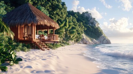 Serene Beachside Cottage with Tropical Surroundings