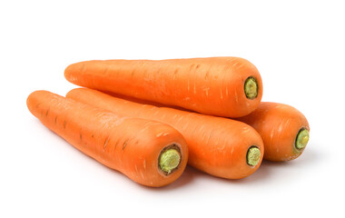 Group of fresh carrots isolated on white background. Clipping path.