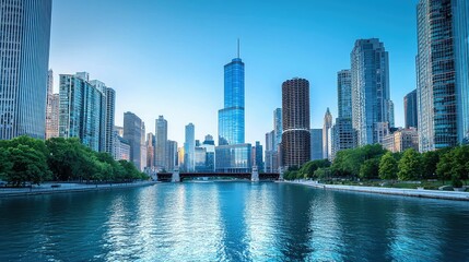 Obraz premium Serene View of Iconic City Landmark by Water