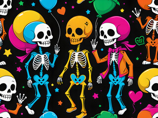 Silly Skeleton Friends: Playful T-Shirt Design in Ultra High Details