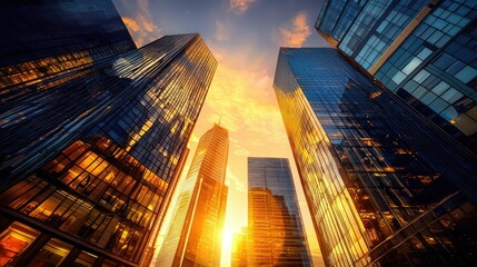 Fototapeta premium Stunning Modern Cityscape at Sunset