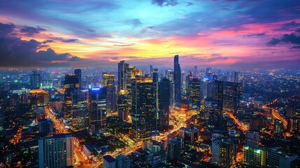 Obraz premium Modern Cityscape at Dusk with Stunning Skyscape