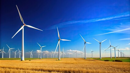 Scenic view of wind turbines