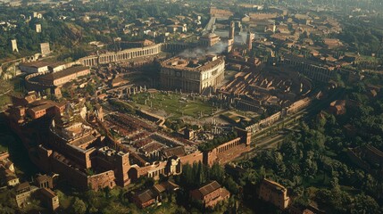 Fototapeta premium Aerial View of Ancient Rome with Praetorian Guards Camp