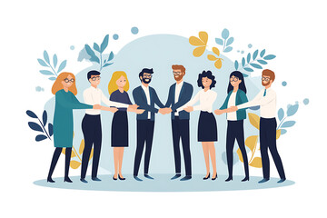 Obraz premium A diverse group of professionals shaking hands, symbolizing collaboration and partnership.